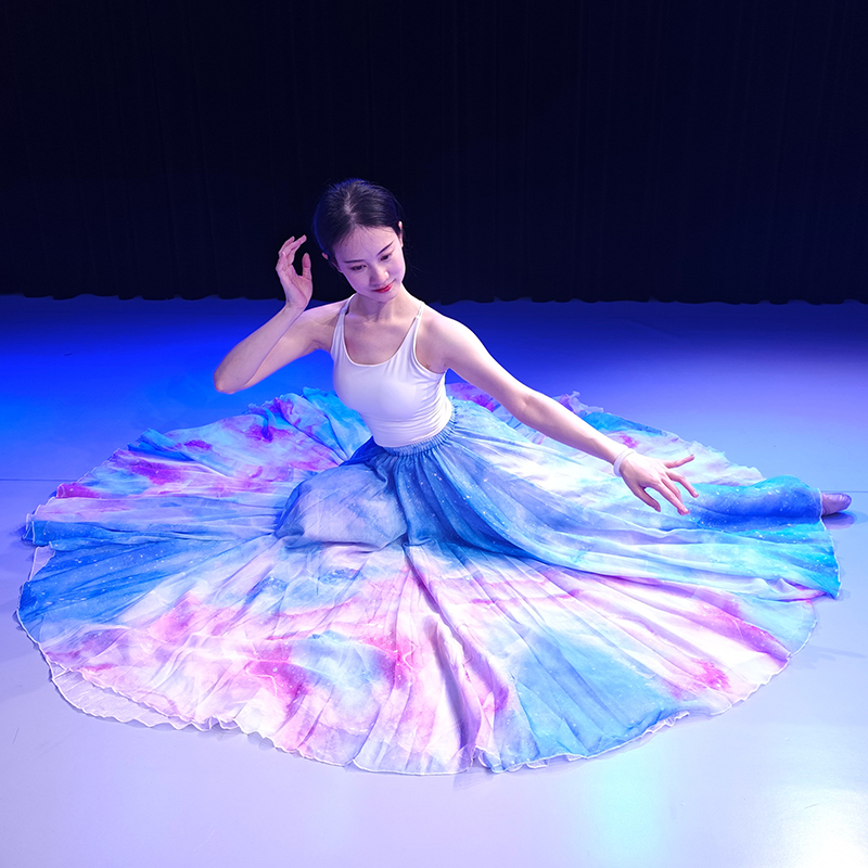 江南飞雁原创印花古典现代舞蹈裙