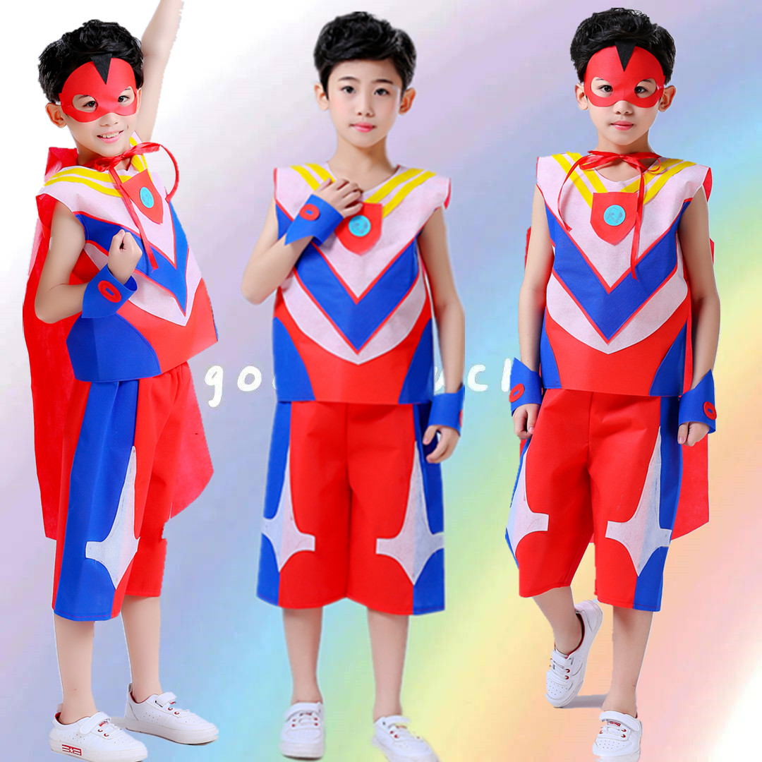 环保时装秀服装儿童走秀男孩幼儿园亲子塑料袋衣服自制手工演出服