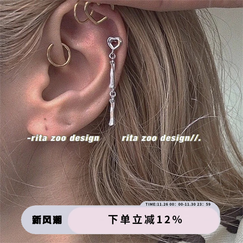 【ritazoo】日本ins小骨头银耳钉