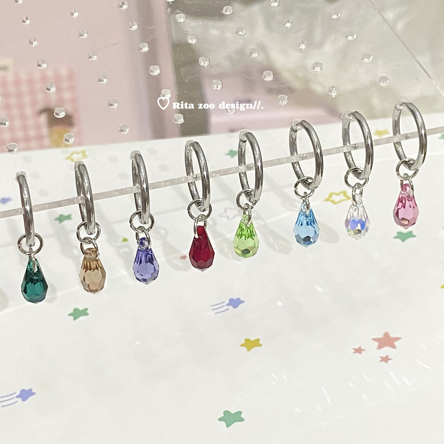 独家施家华子水滴裸锆耳环耳饰