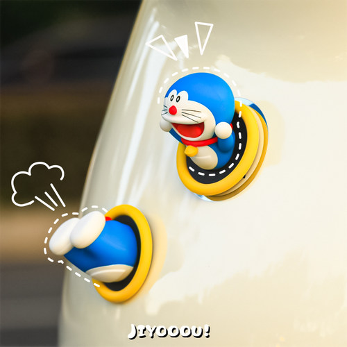 2024新款电动车装饰贴小摆件卡通可爱创意叮当猫大熊无痕车载摆件