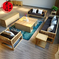 Mới kết hợp sofa Trung Quốc vải gỗ rắn Phòng khách đơn giản Zen ba người Biệt thự câu lạc bộ nội thất khách sạn tùy chỉnh - Nội thất văn phòng bàn làm việc gỗ cao su