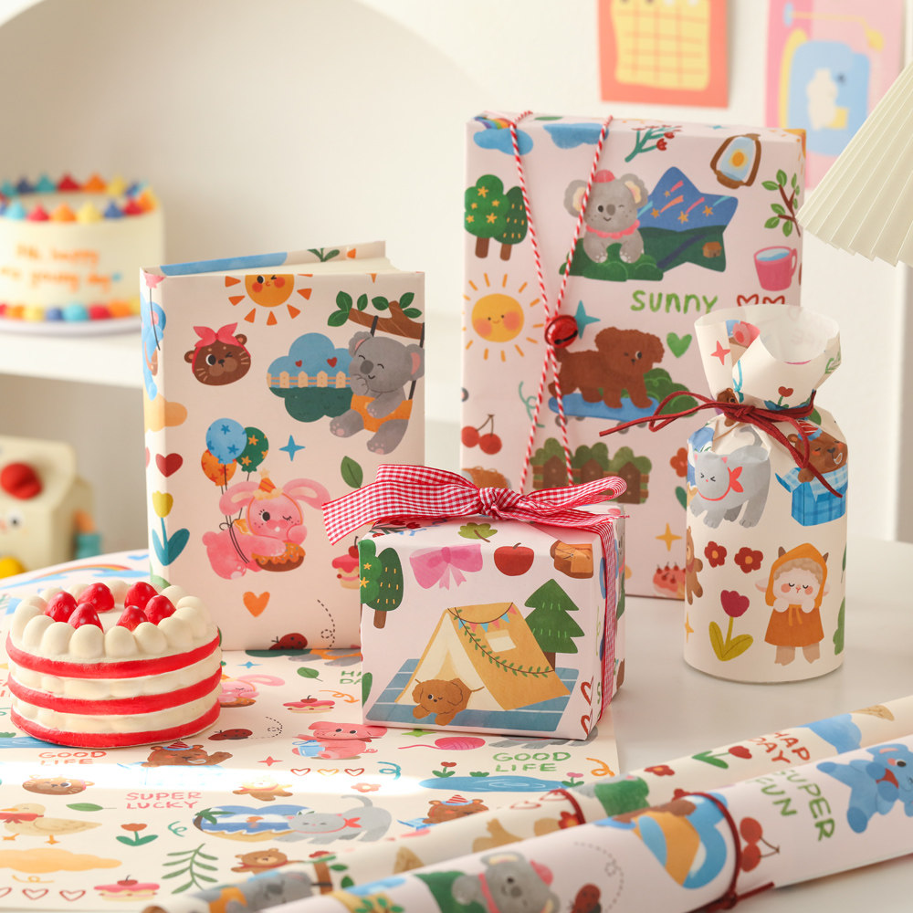 儿童生日礼物包装纸高级感可爱卡通糖果零食礼物装饰纸书包皮花束白牛皮纸,文具电教/文化用品/商务用品,包装纸/蜂窝纸,淘宝优惠券,粉丝福利购,淘宝优惠卷