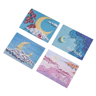 教师节贺卡三折生日祝福礼物手绘ins文艺油画感谢留言小卡片