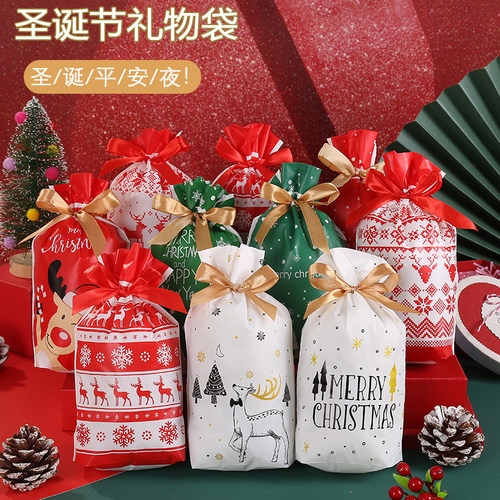 卡通圣诞礼品糖果束口袋