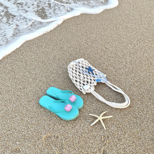 粉苹果人字拖女外穿夏季 新款 沙滩海边夹脚拖鞋 防滑平底露趾凉拖鞋