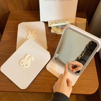 折叠化妆镜带灯led小镜子女学生宿舍办公室桌面台式可立随身便携