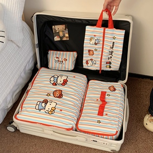 原创卡通猫咪收纳包化妆包四件套旅行收纳袋防水便携包轻薄速干袋