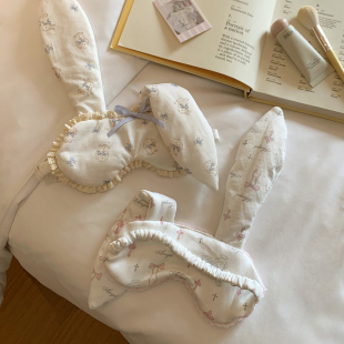 可爱兔耳蕾丝眼罩遮光睡眠女士旅行飞机高铁午休助眠眼罩缓解疲劳