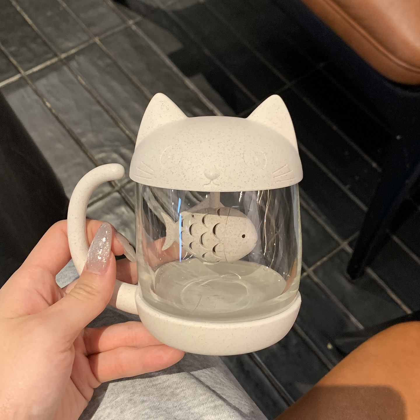 创意猫咪小鱼茶杯女生日礼物冲泡马克水杯可爱稀奇古怪玻璃杯子