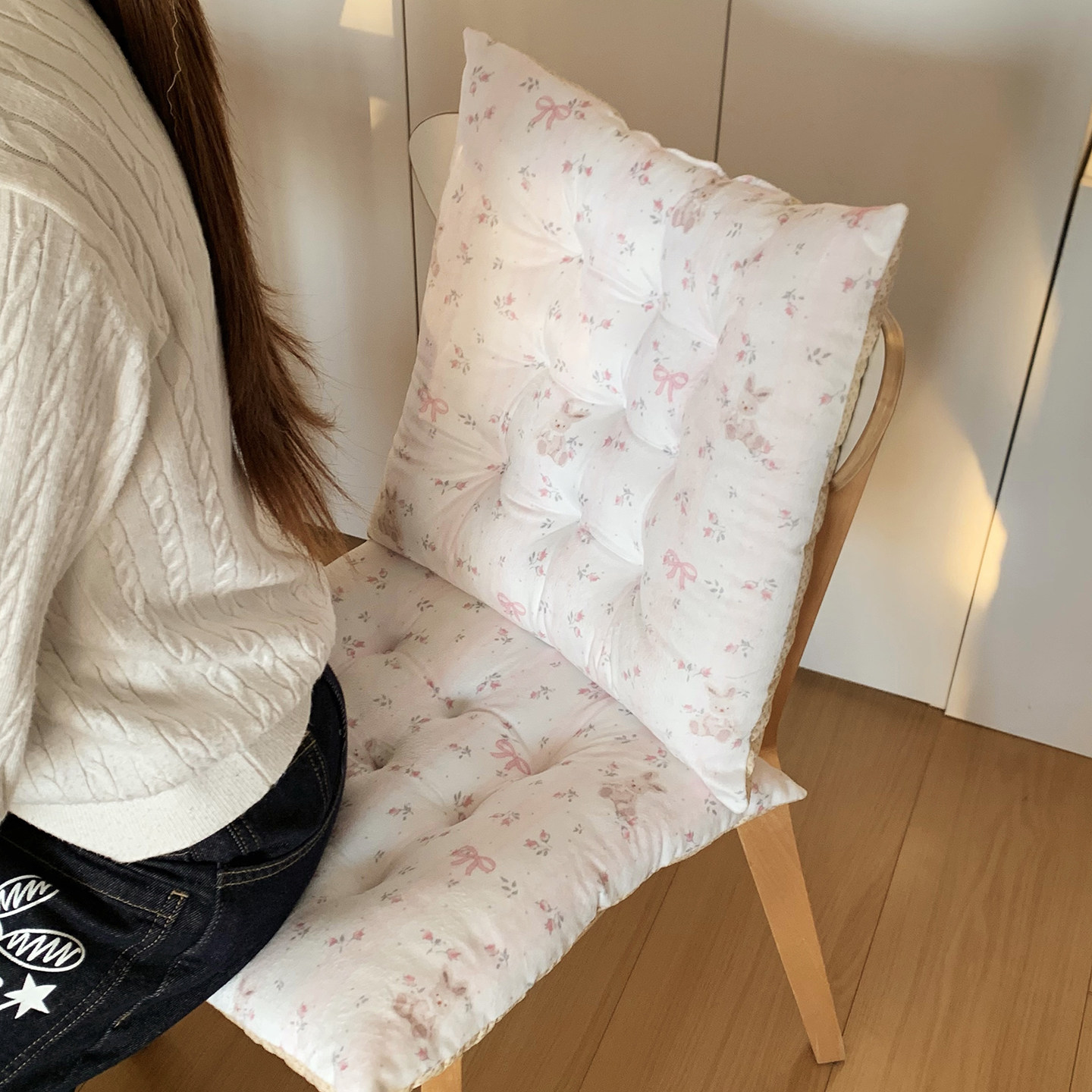 布艺蕾丝碎花坐垫田园风椅垫加厚防滑办公室餐椅垫可爱汽车座垫