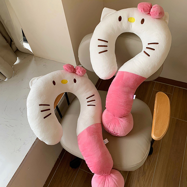 可爱便携u型枕办公室宿舍脖子支撑护颈枕午睡靠枕kitty猫问号抱枕