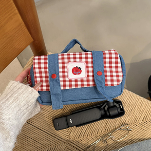 牛仔手提收纳包大疆pocket3保护套收纳袋action5 nano数据线包