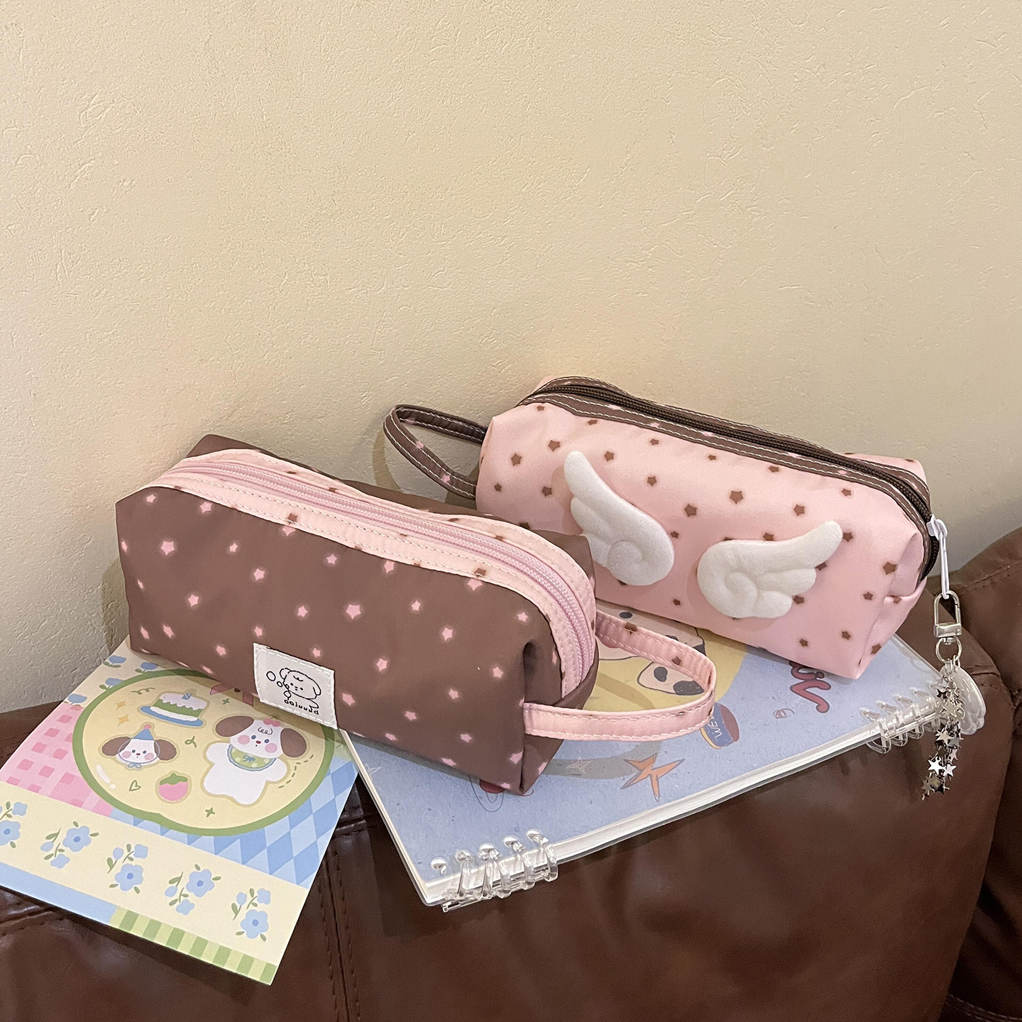 小天使星星笔袋高颜值ins风初中小学生简约帆布文具袋女孩款笔盒