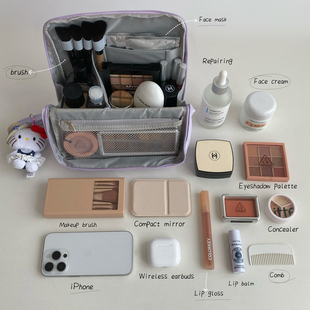 多功能收纳包可立式化妆包外出便携化妆刷包网纱分区收纳袋洗漱包