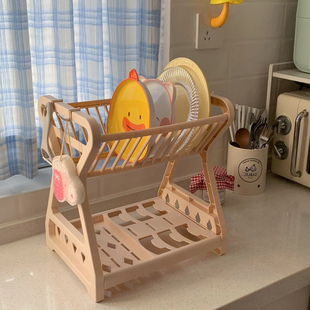 多功能厨房置物架台面双层碗筷碗碟收纳架家用水槽沥水碗架置物架