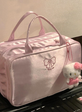 粉色立体化妆包女大容量旅游洗漱收纳包化妆品分区干湿分离便携包