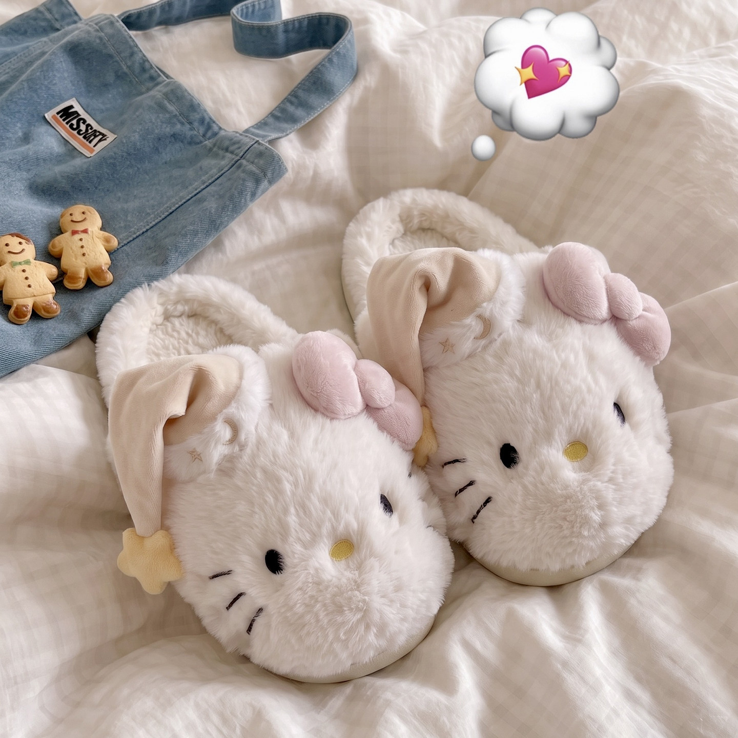 小猫的摘星梦境~正版三丽鸥居家拖鞋女款冬天室内可爱毛绒棉拖鞋