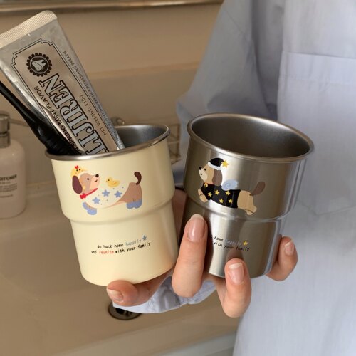 可爱牙刷杯不锈钢漱口杯家用刷牙杯子洗漱杯情侣学生儿童牙缸牙杯