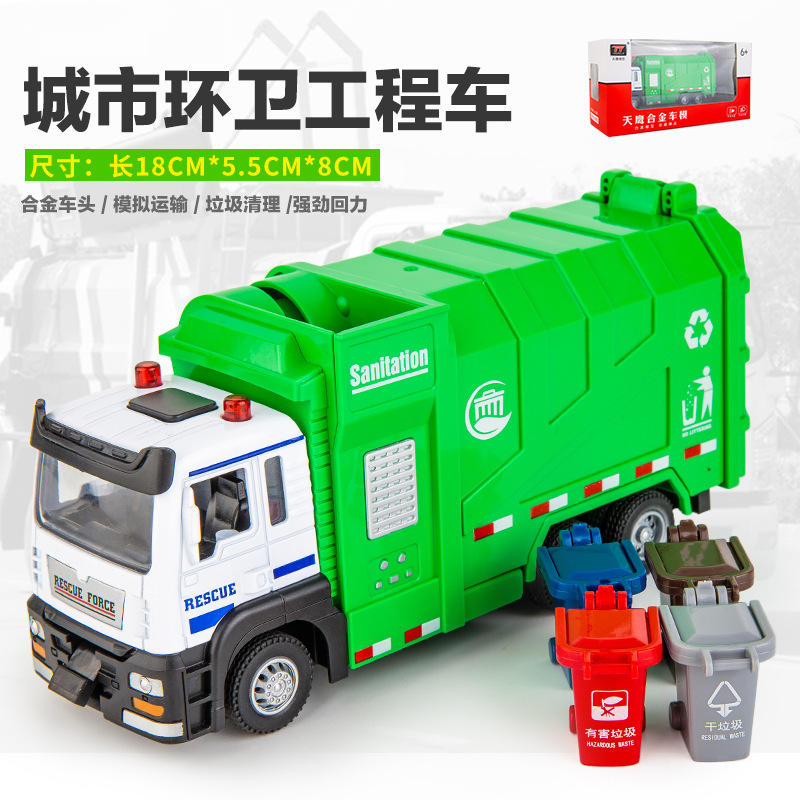 新款 [盒装]合金款仿真工程车翻斗声光车模型儿童玩具