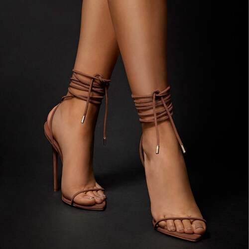 新款 欧美时装凉鞋尖头绑带细跟凉靴外贸女鞋woman heels sandals