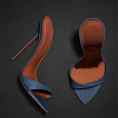 欧美时装凉鞋 牛仔罗马细跟凉靴外贸女鞋woman party sandals 46