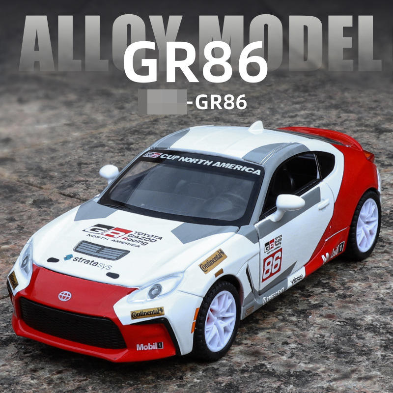 新款 利佳信1/32合金汽车模型GR86小跑车小钢炮声光玩具车仿真