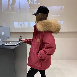 2026秋冬韩版工装派克女短款大毛领羽绒服外套情侣款潮涤纶常规
