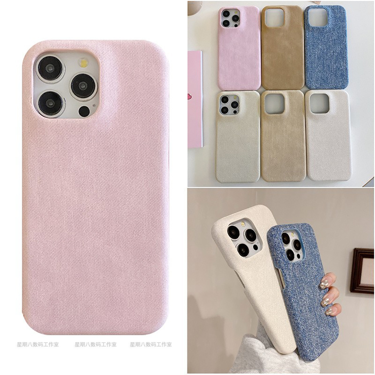 欧美小众牛仔纹皮质谷歌手机壳套