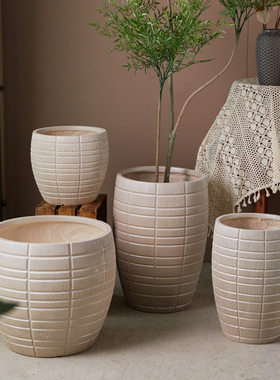 ADEE北欧风镁泥花盆特大号高级感家用客厅天堂鸟绿植组合盆摆件