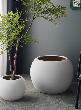 特大号花盆白色大圆球家居创意摆件种树酒店仿真绿植花盆大型