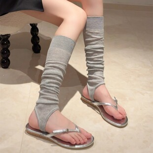 夏季 半截袜套搭配人字拖脚踩露趾高级灰堆堆袜辣妹棉腿套 防晒薄款