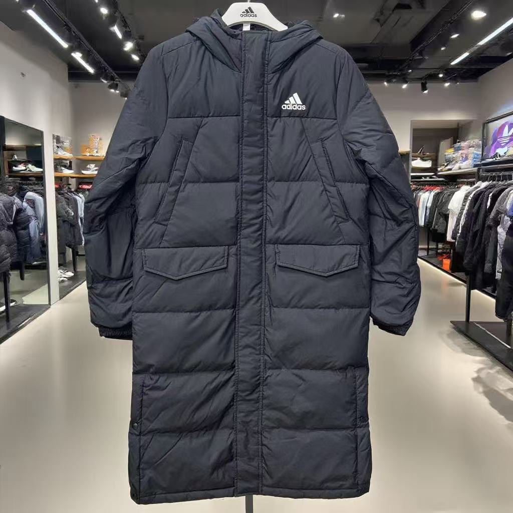 ADIDAS阿迪达斯正品LONG DOWN户外运动长款连帽羽绒服 GK0664