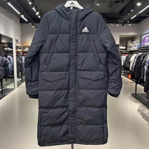 ADIDAS阿迪达斯正品LONG DOWN户外运动长款连帽羽绒服 GK0664