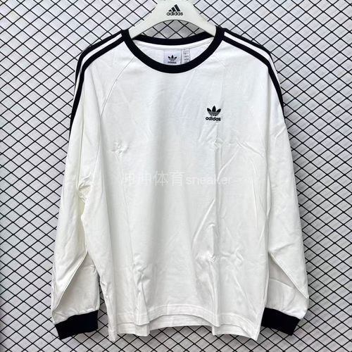 ADIDAS阿迪达斯正品条纹圆领针织长袖条纹运动休闲T恤 KE5825