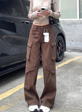 欧版宽松阔腿工装裤女士