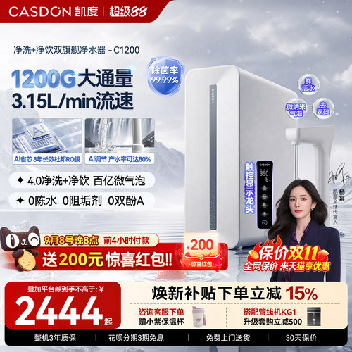 凯度鲜矿水大水量厨下净水器家用直饮厨房自来水过滤RO机C1200