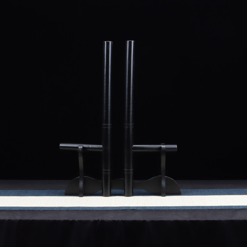 双拐兵器t型棍棒t型拐子防身防爆武器实木制训练习武术表演木质拐