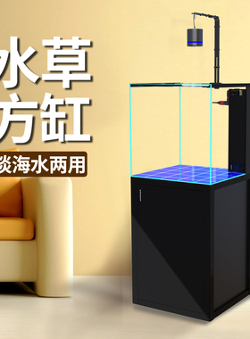 鱼缸家用客厅2024新款一体式底滤鱼缸生态缸金鱼龟缸水草缸60方缸