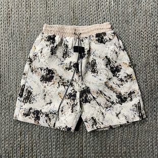 男夏季 设计感直筒潮牌休闲沙滩五分裤 薄款 国风裤 新中式 水墨风短裤