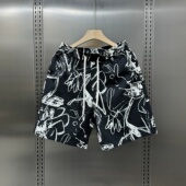 夏季 男士 薄款 速干透气运动短裤 个性 潮流百搭沙滩裤 印花五分休闲裤