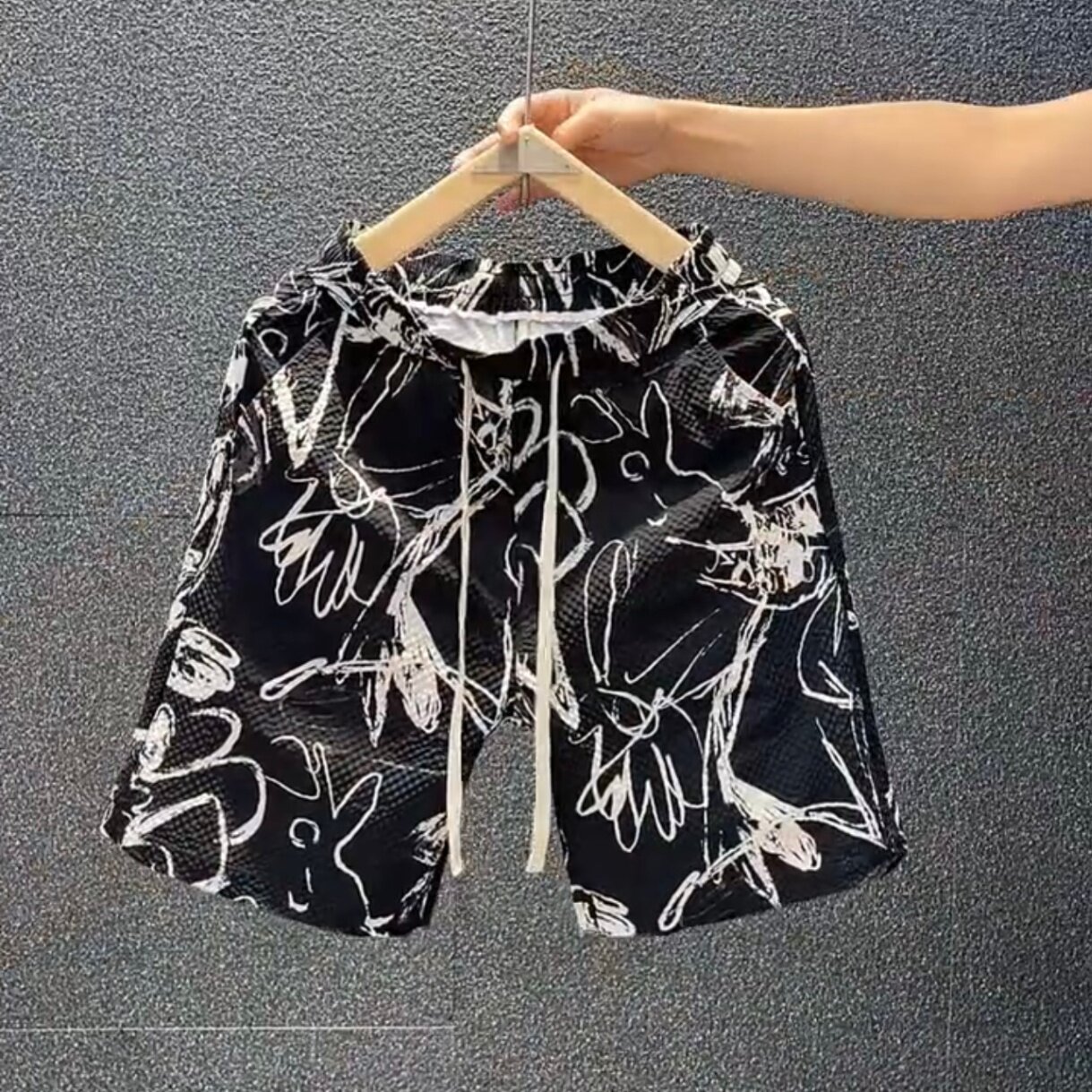 冰丝速干短裤男2026新款夏季潮牌复古国风宽松休闲运动沙滩五分裤