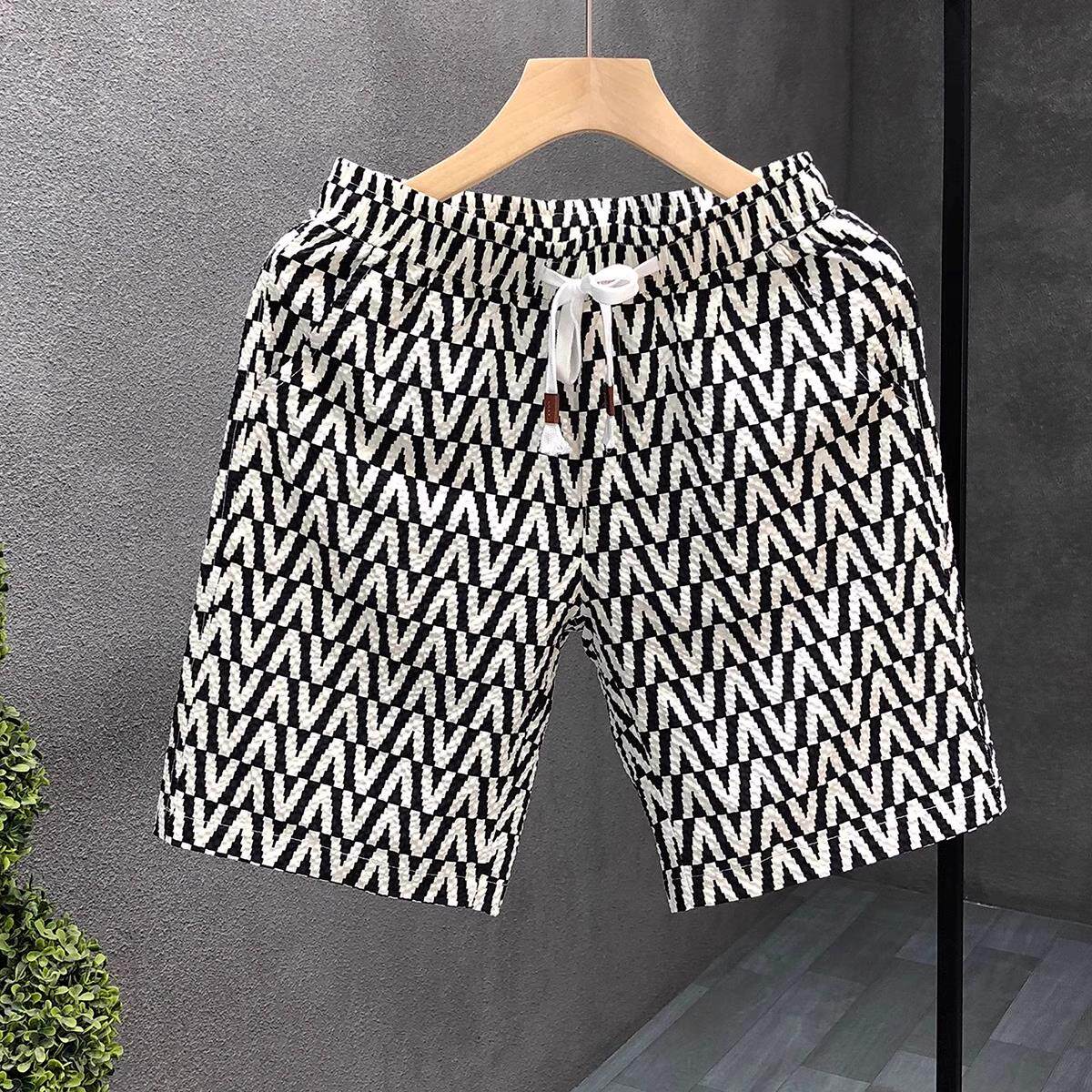 条纹短裤男士夏季潮牌痞帅运动五分裤2026新款裤子男款夏天休闲裤