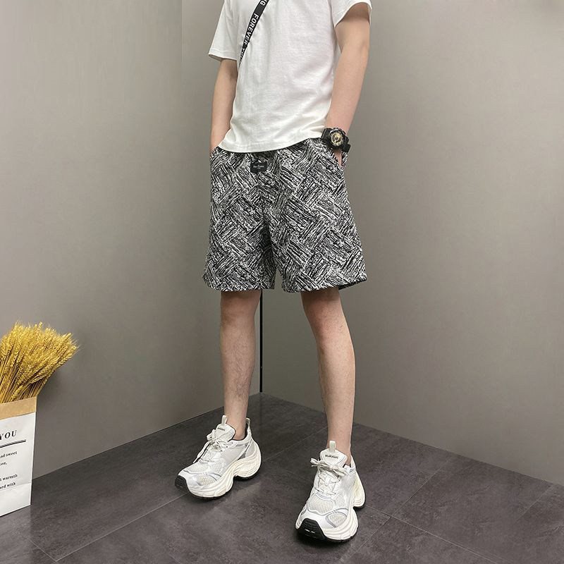 【潮流男装】印花短裤男款夏季设计感运动裤子直筒宽松休闲五分裤