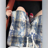 男款 百搭新品 夏季 潮流时尚 潮牌休闲宽松运动五分裤 绿色格子短裤