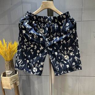 男士 轻奢潮流冰丝印花休闲短裤 时尚 沙滩裤 夏季 透气舒适五分裤 新款