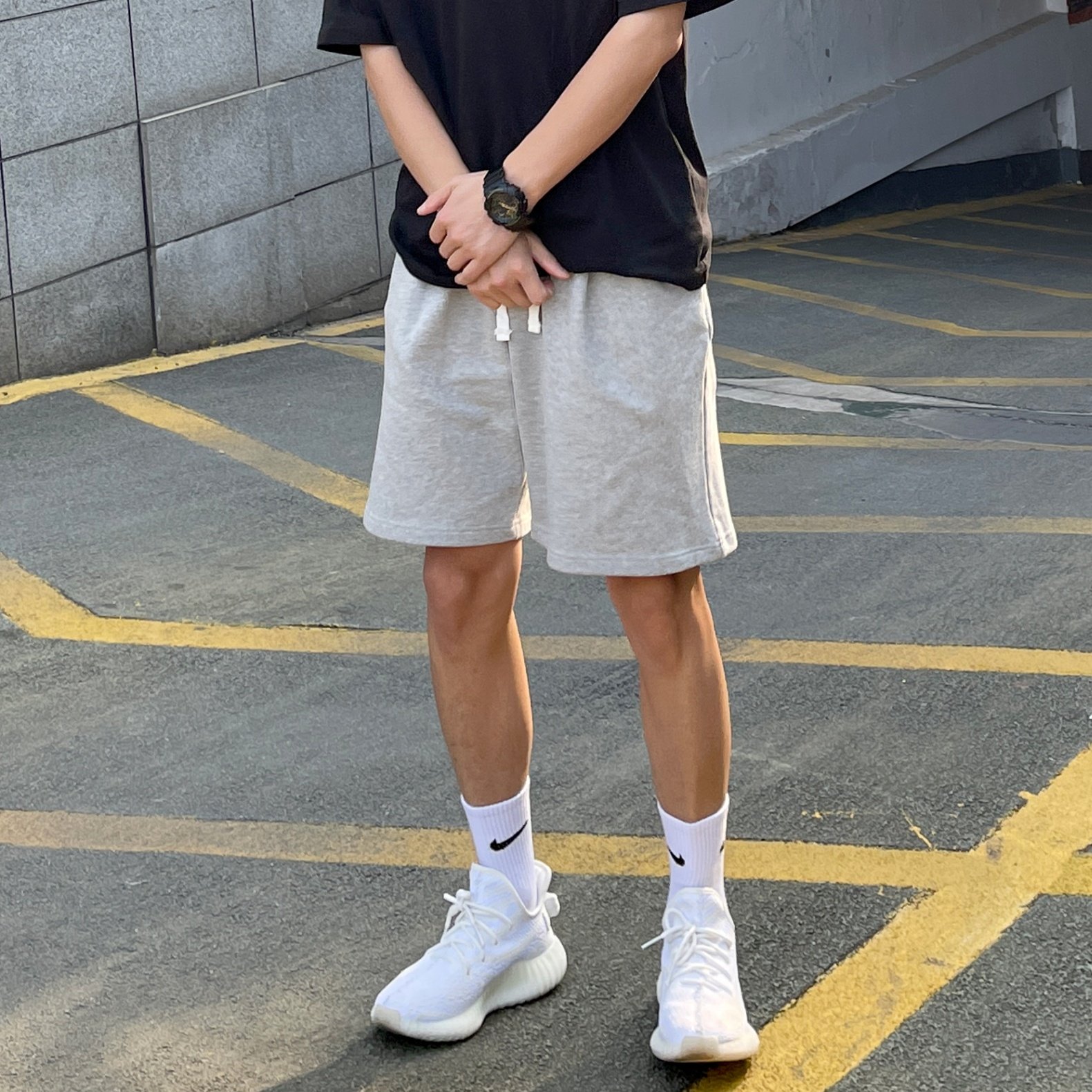 灰色短裤男生夏季薄款潮牌宽松大码五分裤子男潮流休闲运动中裤,男装,短裤,淘宝优惠券,粉丝福利购,淘宝优惠卷