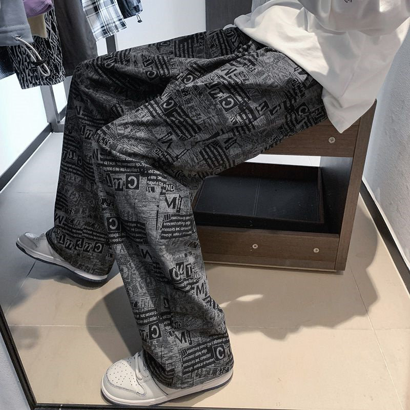 美式复古休闲长裤子春秋季男女ins潮牌阔腿裤设计感小众直筒裤