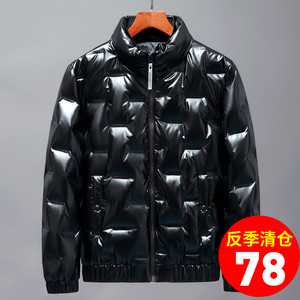 反季特卖2022新款网红同款亮面羽绒服男士立领短款轻薄冬季外套潮