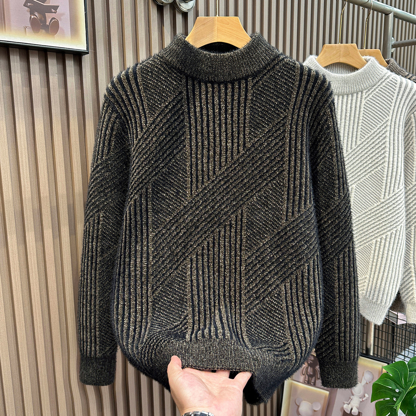 雪尼尔半高领毛衣男士冬季加厚雪貂绒保暖上衣套头内搭针织打底衫,男装,针织衫/毛衣,淘宝优惠券,粉丝福利购,淘宝优惠卷